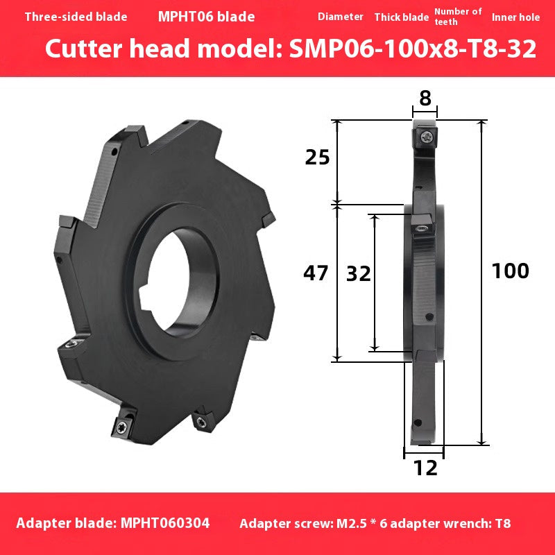 2082-CNC SMP 3 face and face milling cutter head saw blade sleeve indexable milling T-slot cutter head MPHT06 0812 Shandong Denso Pricision Tools Co.,Ltd.
